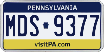 PA license plate MDS9377