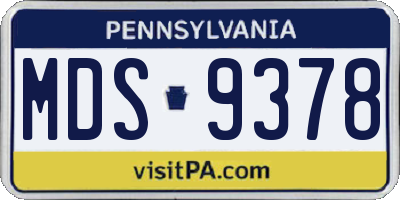 PA license plate MDS9378