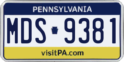 PA license plate MDS9381