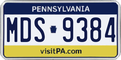 PA license plate MDS9384