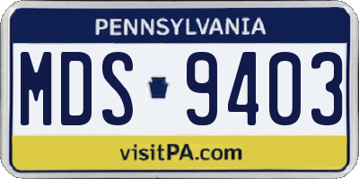 PA license plate MDS9403