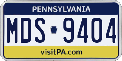 PA license plate MDS9404