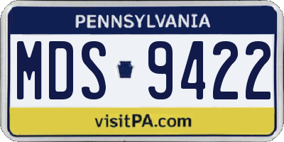 PA license plate MDS9422