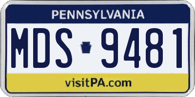 PA license plate MDS9481