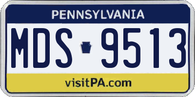 PA license plate MDS9513