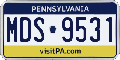 PA license plate MDS9531