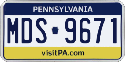 PA license plate MDS9671