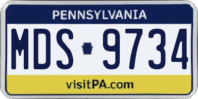 PA license plate MDS9734