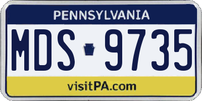 PA license plate MDS9735