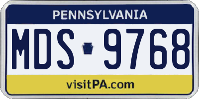 PA license plate MDS9768