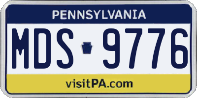PA license plate MDS9776