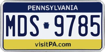 PA license plate MDS9785