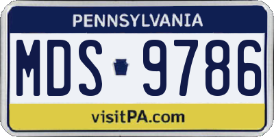 PA license plate MDS9786