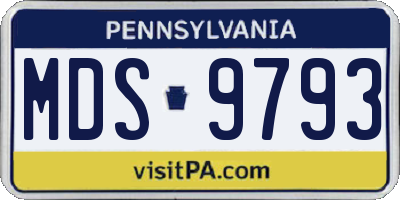 PA license plate MDS9793