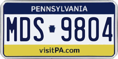PA license plate MDS9804