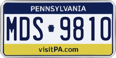 PA license plate MDS9810