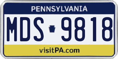 PA license plate MDS9818