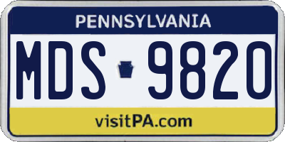 PA license plate MDS9820