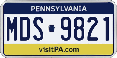 PA license plate MDS9821