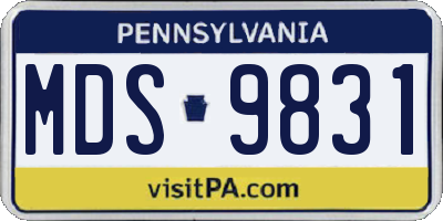 PA license plate MDS9831