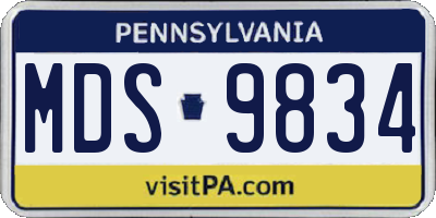 PA license plate MDS9834