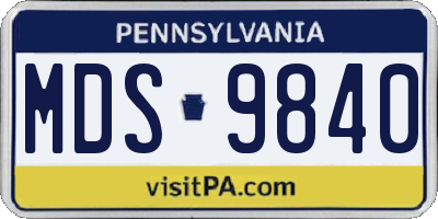 PA license plate MDS9840