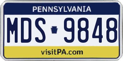 PA license plate MDS9848