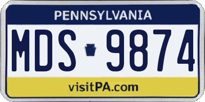 PA license plate MDS9874