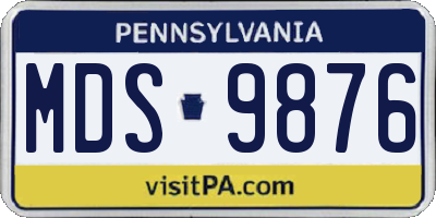 PA license plate MDS9876