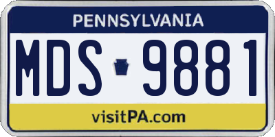 PA license plate MDS9881