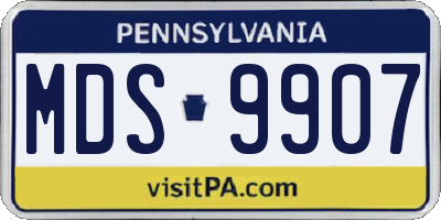 PA license plate MDS9907