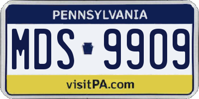 PA license plate MDS9909
