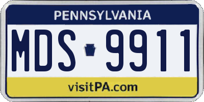PA license plate MDS9911