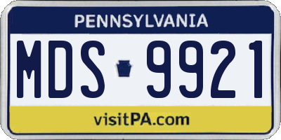 PA license plate MDS9921