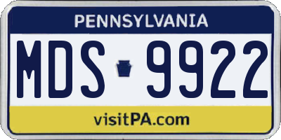 PA license plate MDS9922