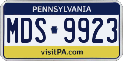 PA license plate MDS9923