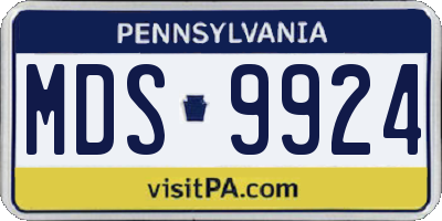PA license plate MDS9924
