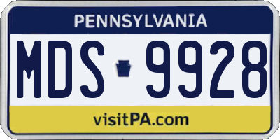 PA license plate MDS9928