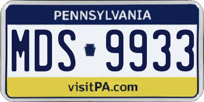 PA license plate MDS9933