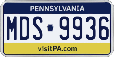 PA license plate MDS9936