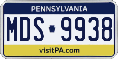 PA license plate MDS9938