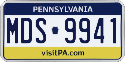 PA license plate MDS9941