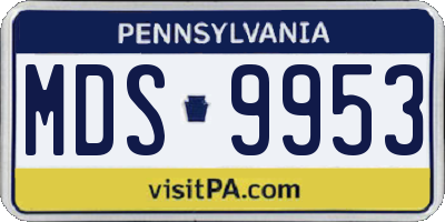 PA license plate MDS9953