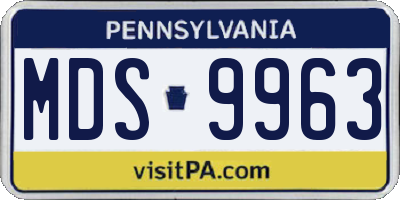 PA license plate MDS9963