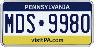 PA license plate MDS9980