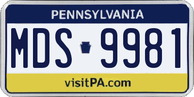 PA license plate MDS9981