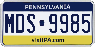 PA license plate MDS9985