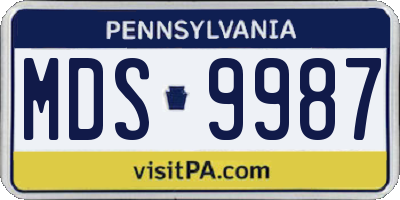 PA license plate MDS9987