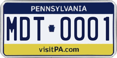 PA license plate MDT0001