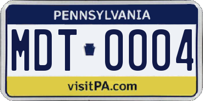 PA license plate MDT0004